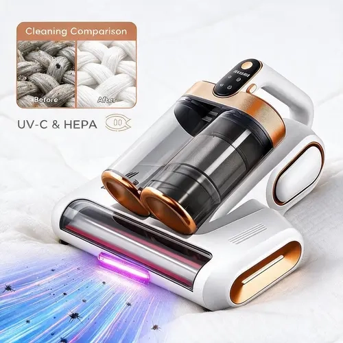 SRGARH Cordless UV-C Sterilize Mite Remover - Compact Handheld, 8000Hz Beating, USB-C Charge, King Size Fit, Soft Fabric Safe Mattress Vacuum Sanitizer for Bed, Sofa (Back to School),toolupgrade