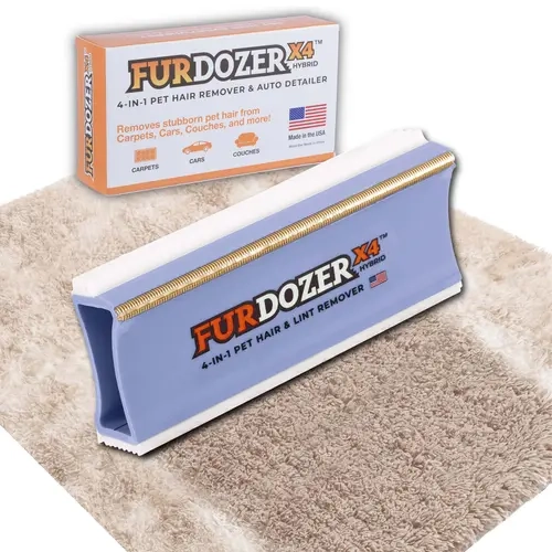 Neater Pets FurDozer X4 Hybrid Pet Hair Remover for Cars, Carpets, Couches, and more - Combines Metal Bar with Delicate Rubber Edges