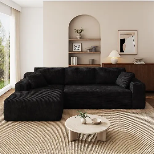 EVLWZL Traditional 96 In U-Shaped Memory Foam Sectional Sofa (1 Package) - Oversized Modular Design with Cloud-Like Comfort, Deep Seating, Compressed Corduroy Fabric, Space-Saving Converts to Sleeper,sohochic
