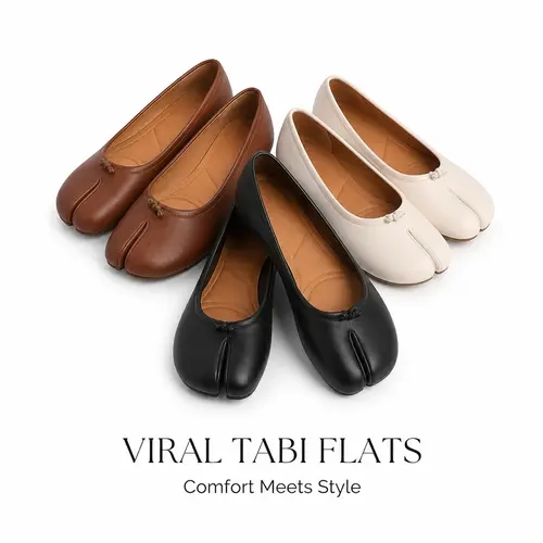 Women's Tabi Ballet Flats - Minimalist Split Toe, Round Toe, Plain Casual Slip-On Shoes with Rubber Upper for Everyday Wear Comfort, Daily Wear,sohochic