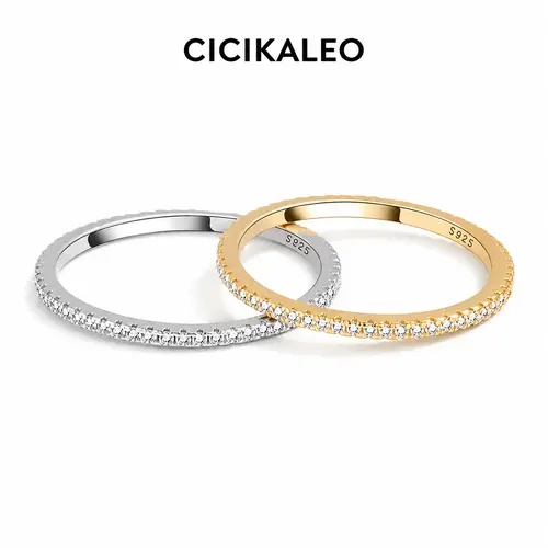 CICIKALEO S925 Sterling Silver Eternity Stackable Rings for Women, Moissanite & Turquoise Bands, Thin Wedding Anniversary Promise Rings, Gold & Silver Tone Jewelry Gift