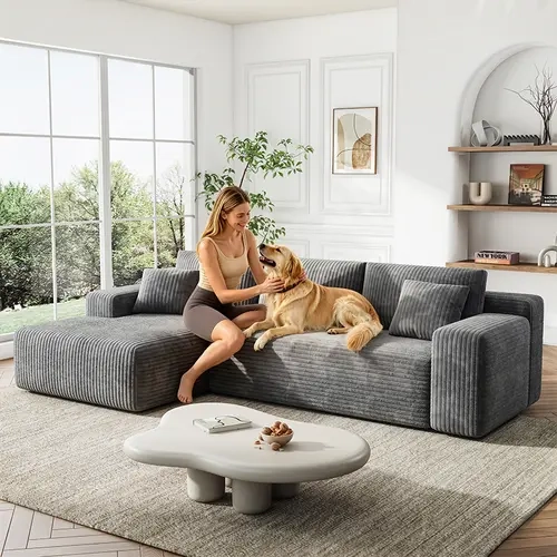 EVLWZL 1 Package 96 in Traditional Modular Sectional Couch - U-Shaped Memory Foam Sofa, Oversized Design, Cloud-Like Comfort, Deep Seating, Compressed Corduroy Fabric, Space-Saving, Converts to Sleeper,sohochic