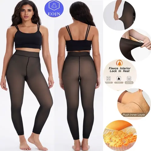 2026 Winter Ankle length Tights for Women New One-Seam Warm Fleece Lined Tights for Ladies Leggings Fake Translucent Pantyhose High Waist Thermal Leggings Sheer Comfy Faux Fur Winter Tights for Ladies.