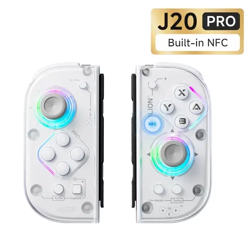 AOLION J20 Pro Detachable Handheld Controller for Switch – Designed for Switch & Switch OLED Handheld Mode, Bluetooth Compatible with Switch 2, NFC Support, Hall Effect Joysticks, RGB Lighting, Clicky Mechanical Buttons, Motion Control, Ergonomic Grip