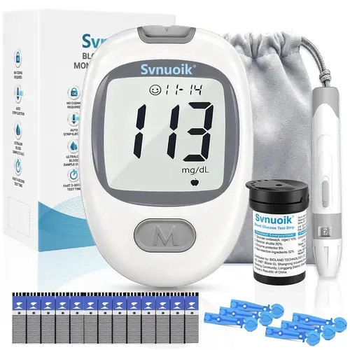 Blood Sugar Monitor Test Kit for Diabetes – Healthcare Diabetic Monitoring Supplies with 100/50 Test Strips, 100/50 Lancets, Glucometer for Diabetic Individuals, Home & Travel Essentials,sohochic