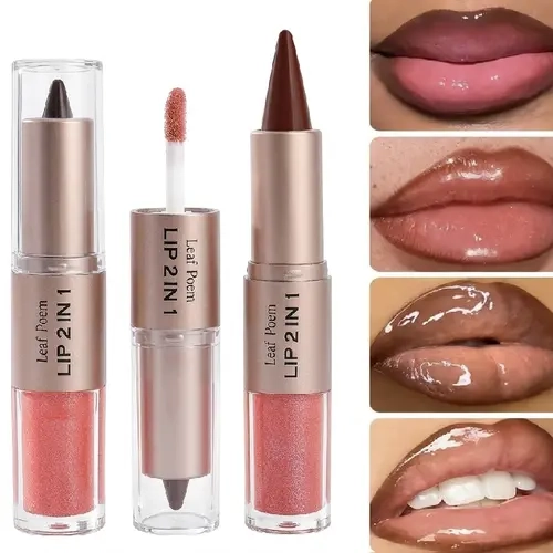 Dual-Ended Lip Combo Set, Glossy Matte Finish, Smooth Definition, Waterproof, Moisturizing, Long-Lasting Lightweight Cosmetic Makeup Gift