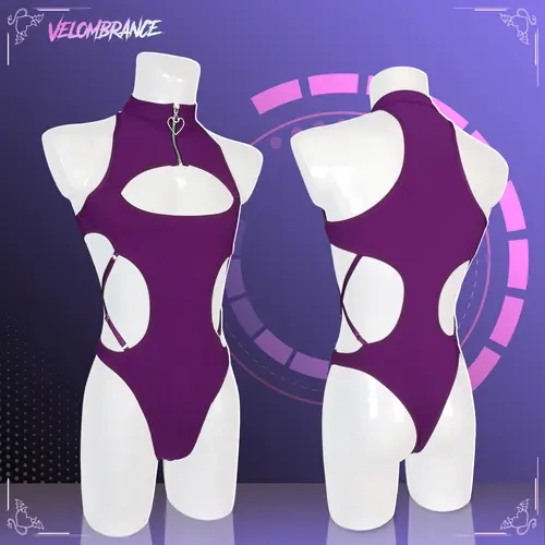 KORURACLUB Men’s Hollow-Out Bodysuit 2-Piece Set, High-Neck Zip-Up Cutout Cosplay Clubwear Outfit
