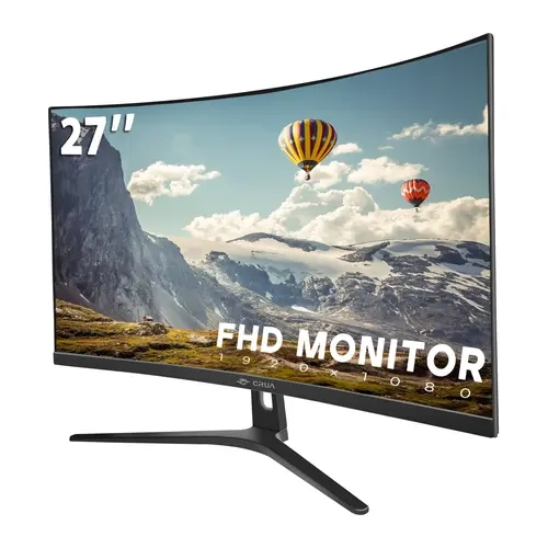 CRUA 27" FHD 1080P 100Hz Curved Computer Monitor, 1800R, HDMI/VGA, Black | VA Screen, 120%sRGB, Low Blue Light, Three-Sided Narrow Bezel and 100x100mm Wall Mount for Office, Dormitory, Movies and Work
