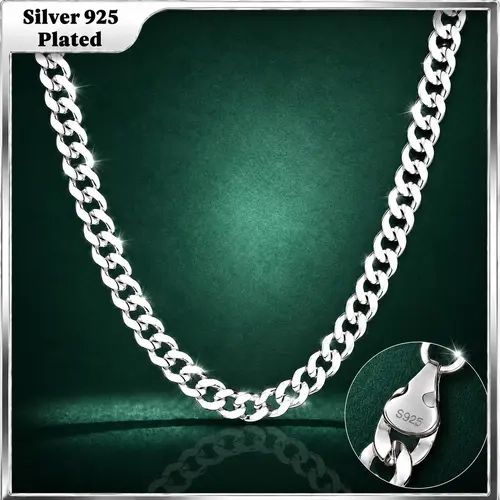 Holylegend  S925-Plated Concave Cuban Necklace Chain 24 Inches Long,Tarnish-Free, 8mm/10mmWidth, Secure Clasp, Gift， Fresh Gold Styles For Everyday Wear