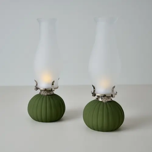 Bethlehem Lights Set of 2 Faux Oil Lamps with Flame Dial