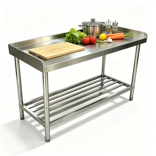 2026 New Upgraded Commercial Stainless Steel Work Table 48Lx24Wx34H inch / 36Lx30Wx34H inch- 3-Sided Backsplash, Adjustable Undershelf, Heavy-Duty Easy-Clean Food Prep Workstation for Patio Garden Home Indoor Outdoor Restaurant Kitchen, Hotel or Garage