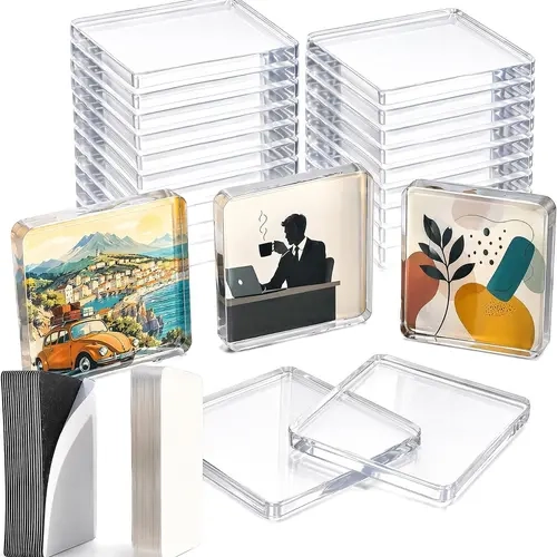 10pcs Magnetic Acrylic Photo Fridge Magnets - Halloween DIY Home Decor Gift for Kitchen, Party Crafts & Classroom Use, Square,sohochic