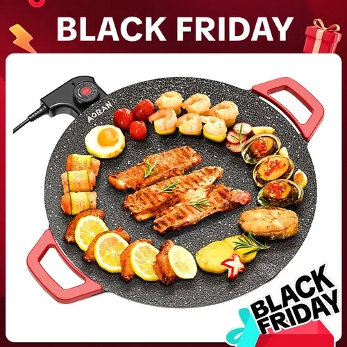 AORAN 16-Inch Nonstick Electric Grill Pan with Temperature Control - Kitchen Appliances Electric Griddle for Indoor Grill & Fry, Family Dinners,sohochic