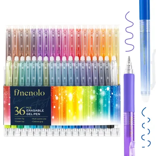 FINENOLO Retractable Erasable Gel Pens Set - 12/24/36 Colors, 0.7mm Medium Point Smooth Clicker with Eraser, Non-Toxic Acid-Free, for Note Taking, School Supplies, Back to School Shopping Arts & Crafts Gift, Backtoschoolshopping