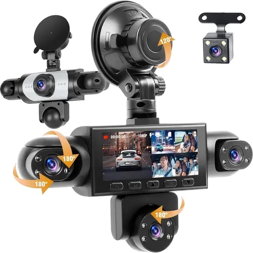 HD 5-Lens Car Dashboard Camera, 1080p+4x480p Dashcams for Cars, 360-Degree Coverage, Reverse Image, Loop Recording, Automotive Monitoring System, No TF Card/Battery, Father's Day Gift
