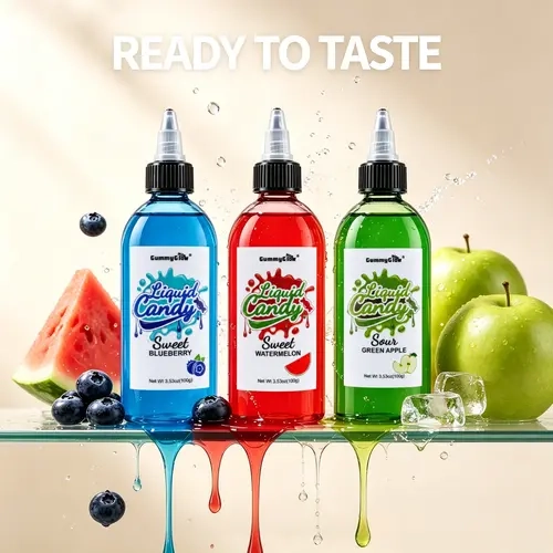 GummyGlow Liquid Fun Candy 3-Pack (3.53oz Each) - Green, Watermelon & Blueberry Flavors, Stretchy Gel Topping, Shatterproof Bottle Snack for Ice Cream, Pancakes #sohochic