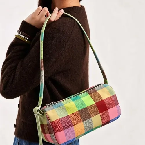 Nylon Loaf Bag, Simple Casual Small Commuter Work Bag, Top Handle Tote with Key Leash, Fashionable Shoulder Handbag for Everyday Use