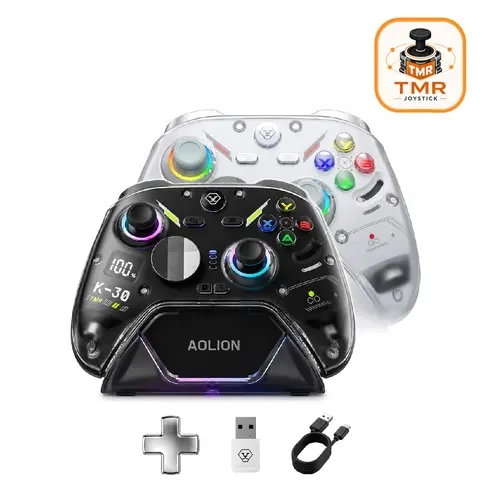 AOLION K30 Wireless Game Controller (Not for Xbox/PS) -Charging Dock Bundle- TMR Anti-Drift Joysticks, Switchable ABXY Layout, Dual Trigger Modes, Adjustable-Height Thumbsticks, Compatible with Switch, PC, iPad & Android Button Cable motion control