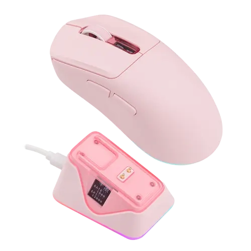 EPOMAKER NEX Lite Wireless Gaming Mouse with Screens, RGB Charging Dock, 65g Lightweight Design, PAW3311 Sensor, 1000 Polling Rate, 12000 DPI, 5 Programmable Buttons, Tri-Mode Wireless (BT 5.0/2.4GHz/USB-C) for Gaming & Office Use