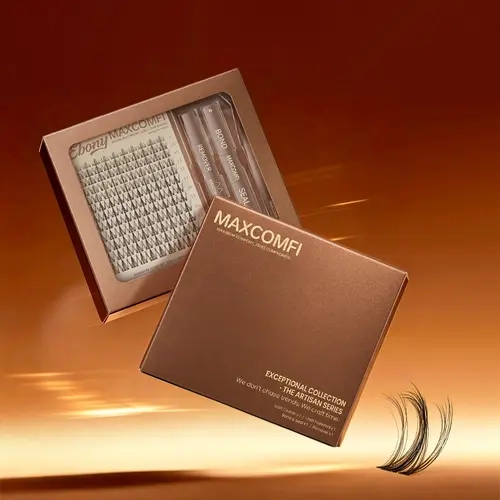 Maxcomfi Ebony Individual False Lash Clusters - Luxury Premium High Quality Wispy D Curl Shape Lashes, Layered Black & Brown Lashes, Realistic Mommy Look Reusable Segmented Beginner-Friendly At-Home Makeup Extensions, High Quality Eyelashes, Individual