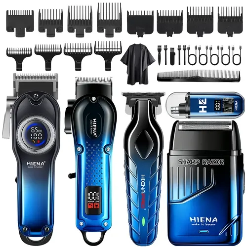 Men's 5-Piece Automatic Rechargeable Clipper Set - Cordless Barber Trimmer, Nose Hair Trimmer, Shaving Kit, Facial Hair Tool - Wireless USB Rechargeable Clippers, Lithium Battery, Ideal Gift for Christmas, Valentine's Day
