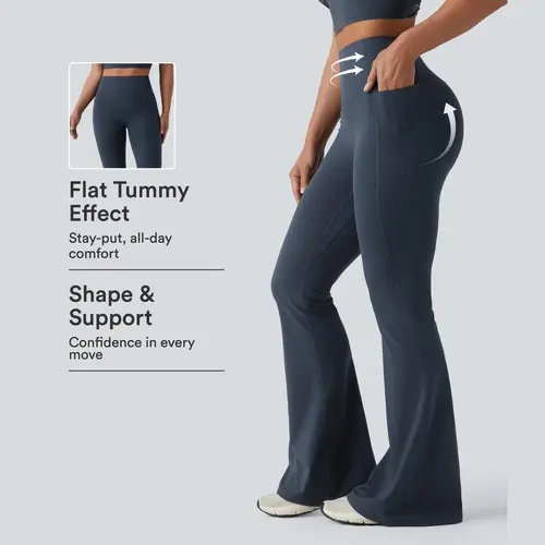 Halara UltraSculpt™ High Waisted Scrunch Butt Lifting Tummy Control Shaping Yoga Flare Leggings with Pockets