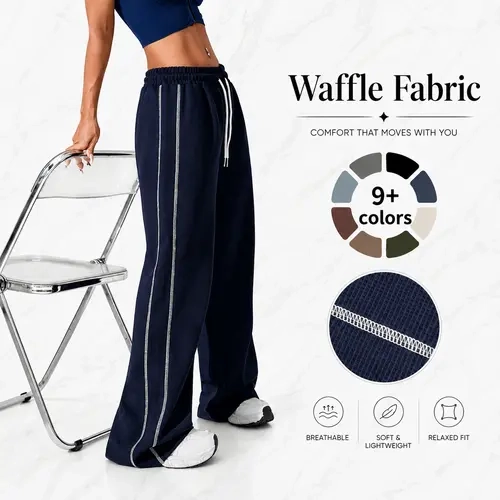 Women's Athletic Long Pants - Single Pack, Solid Color with Stripes, Straight Leg, Loose Casual Fit, Multi-Color Options, Machine Washable, Suitable for Morning Runs, Outings, All Seasons,sohochic