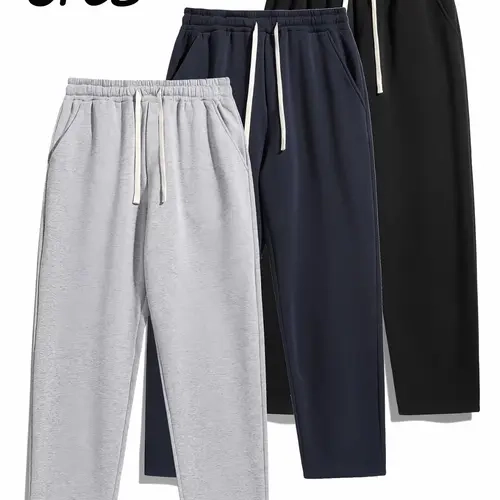 Men's Pants with Drawstring Waist, Cozy Relaxed Fit Loose Sweatpants Fabric for Fall & Winter, Men's Bottoms, Menswear Clothing