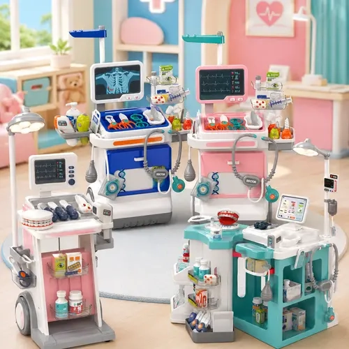 MOREFEEL Unisex Kids' Hospital Theme Playset, Interactive Medical Equipment, Medical Carts, Role-Playing Tools and Gadgets for Imaginative Pretend Play Toys,sohochic
