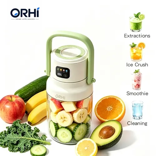 ORHI 44oz Portable Blender for Smoothies & Shakes, Cordless Personal Blender with 4-in-1 LED Display, USB Rechargeable Ice Crushing Blender, BPA-Free Large Capacity Smoothie Maker for Protein Drinks, Healthy Beverages, Gym, Travel & Home Kitchen juicer
