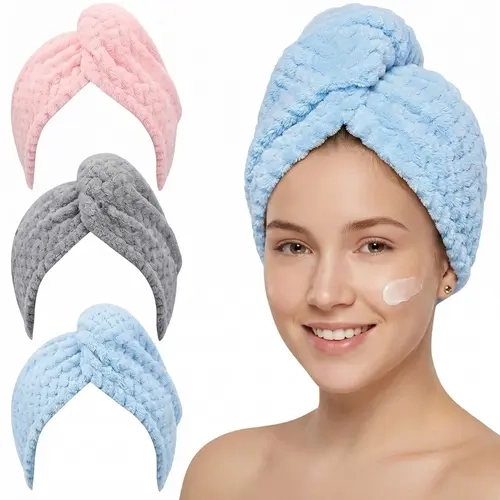 Microfiber Hair Towel Wrap, Fast Drying Hair Towel for Women, Soft Lightweight Quick Dry Hair Turban, Absorbent Hair Wrap for Shower, Bath & Spa