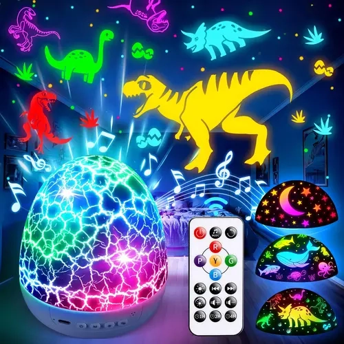 Onefire Sensory Toys for Kids with Autism, 31-Color Night Light Projector & Sound Machine for Sleep, 15 White Noise Options, Baby Toy for 1–7 Year Old Boys, Toddlers and Kids, Dinosaur Egg Light, Shark Calming Corner