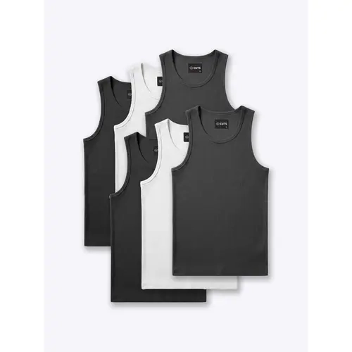 CUTS CLOTHING Menswear Casual Soft Breathable Essential Fitted Rib Tank Top, Men's Undershirt, Ribbed Fabric