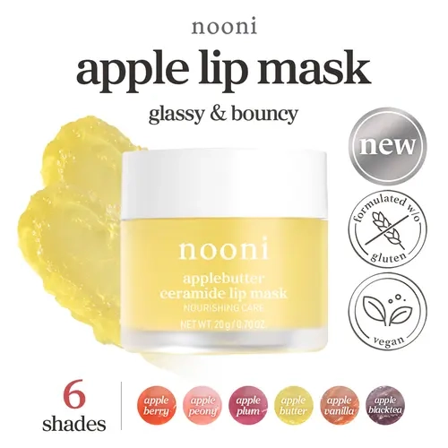 NOONI Korean Glossy Lip Mask with 3-Oil Blend, Shea Butter & Vitamins | Korean Lip Balm | Hydrating, Nourishing, Lip Balm, Plumping, Soothing, Moisturizing, Glossy, Treatment, Lip Care