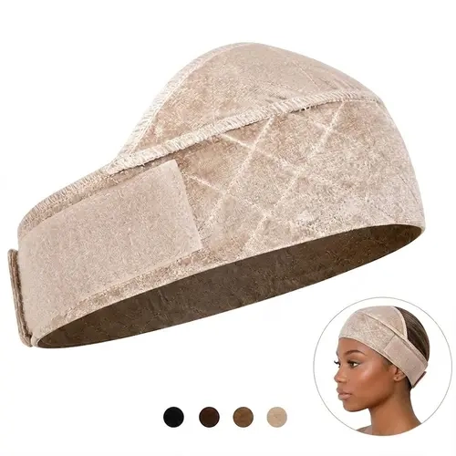 CUBIDUPI Velvet Fabric Wig Grip Bands for Women, Adjustable Elastic Adjuster Lace Front Wig Headband, Non-Slip Breathable Softness Glueless Hold Accessory for Daily Wear