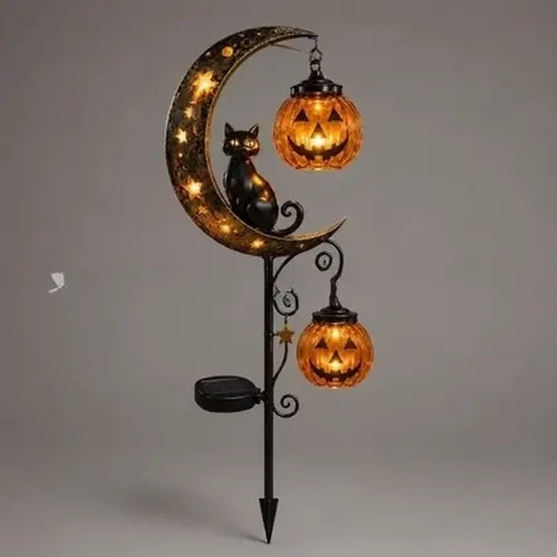 Solar-powered garden light Halloween black cat pumpkin garden ground light outdoor waterproof garden decoration,sohochic