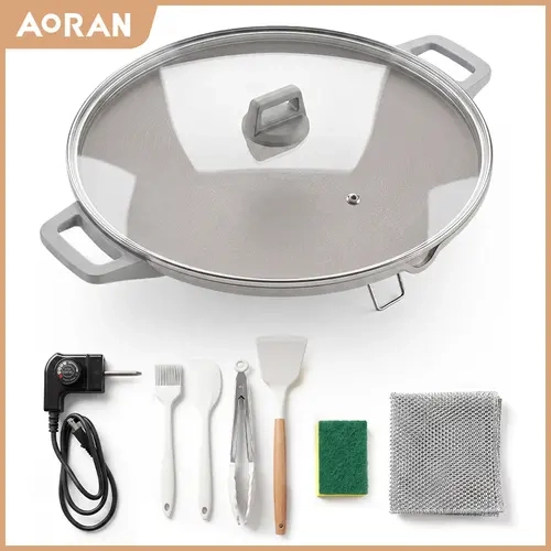AORAN LIVE XL Smokeless Electric Grill Pan - XL Size Cookware, Large Capacity, Convenient, Efficient, Ideal for Family Meals, Kitchen Upgrade, Limited Time Deal, TikTok Shop Back to School, Convenience, Smokeless Indoor Grill, Extra-Large,sohochic