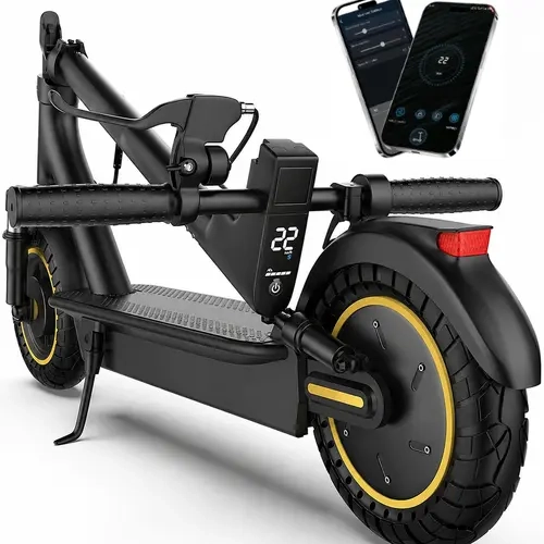 Unisex Adults Sohochic 500W Powerful App Controlled High Speed Portable Smart Electric Scooter for Urban Scootering, Foldable Compact Commuter Model, 22MPH Speed, 10" Solid Puncture-Proof Tires, Dual Braking System, Portable Lithium Battery