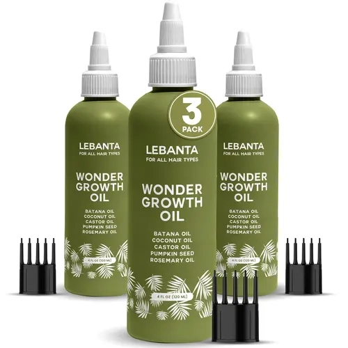 Lebanta Batana Oil Hair Growth Serum - 100% Pure Raw Blend with Organic Castor, Pumpkin Seed, Coconut, Rosemary Oils - Thick, Strong Strands for Men & Women's Scalp (3 Bottles Pack), Haircare, Hair Growth Products