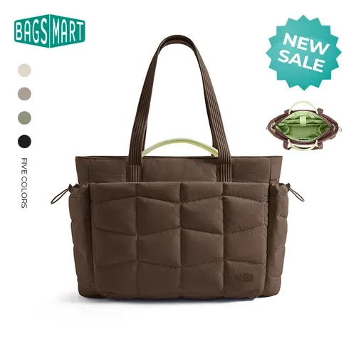 【NEW IN】BAGSMART TRINI Tote Bag for Women, Communter Tote for Daily Use, Large Capacity Lightweight Tote with Multiple Compartments for Travel & Work