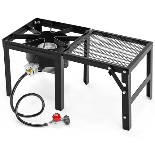 Karlhome Single Burner Propane Stove, 75000BTU Portable Propane Burner with Adjustment Regulator, Gas Stove for Outdoor Camping Patio Cooking Turkey Frying Seafood Boiling