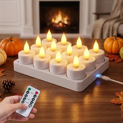MATULSA Rechargeable LED Candles with Remote Control, Timer & Charging Base - Flameless Flicker Flame Candles for Holiday, Party, Indoor Decor,sohochic