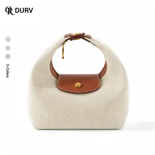 DURV Women's 3-in-1 Canvas Hobo Shoulder Bag - Lightweight Handbag with Detachable Crossbody Strap, Secure Zipper for Daily Outings