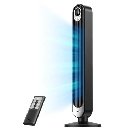 DREO 42-In Bladeless Standing Fan - DC Motor, 28 ft/s Cool Airflow, 20dB Adjustable Quiet Silent Cooling Household Fan, 9 Speeds, 4 Modes, 12H Timer, LED Display, Oscillating, Remote Control for Bedroom/Home, Adjustable Quiet Fan