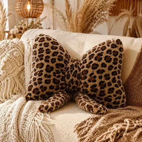 1PC Leopard print bow pillow | Fluffy plush bow cushion | Decorative Cushion | Mob wife aesthetic room decor | Cute leopard bow throw pillow | Cozy sofa aesthetic setup | Trendy Y2K glam room decor |! Tap link to shop now ✨