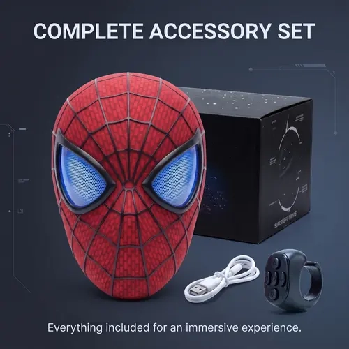 Cool Hero Mask - Remote Control Skin-friendly Red & BlueLights - Perfect for Cosplay, Halloween, Festivals, Parties -26cm x 19cm x 11cm - Plastic Material, Costume Mask, Party,sohochic