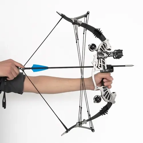 Sport-Partner 22inch Ambidextrous Compound Bow and Arrow Set - Includes Bow Release Aid, 8 Feather Arrows - Ideal for Beginner Target Practice, Holiday Gift,sohochic