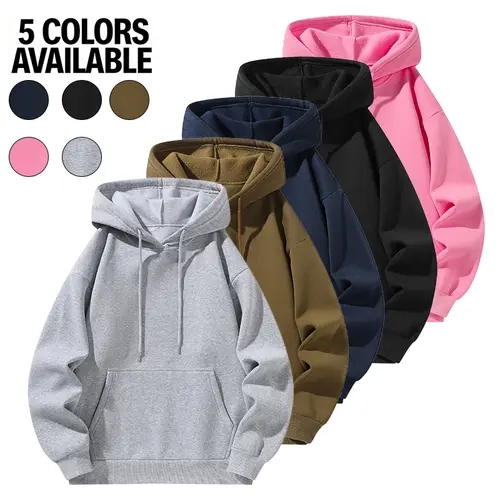 Men's Soft Loose Fit Hoodie - Unisex Longsleeves Basic Tops Male Clothing, Solid Color, Drawstring, Kangaroo Pocket, Comfortable Everyday Wear, Multi-Color Options, Ideal for Back-to-School & Autumn/Winter Casual Looks,sohochic