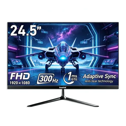 Gawfolk 24.5 Inch 300Hz FHD 1080P Gaming Monitor for Gamers, 1ms GTG, Adaptive Sync, Frameless, 98% sRGB, 178° Wide View Angle, Built-in Speakers, HDMI & DP, VESA Wall Mountable, Live Streaming & Casual Gaming Use