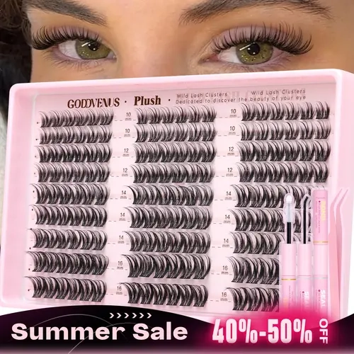 【live】Goddvenus Plush D Curl Spider Lash Clusters Natural Blend 10-16mm Fluffy Lightweight Eyelash Extensions for Daily Makeup